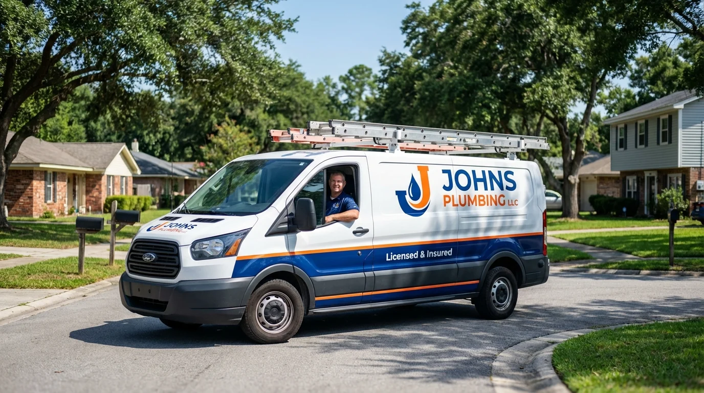 Johns Plumbing LLC service van in Hudson, NC